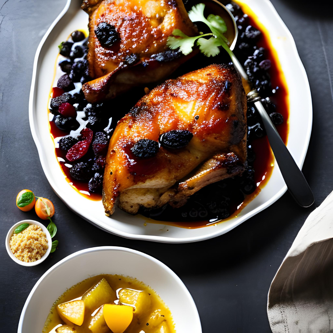 Nani's Achar Dried Fruit Infused Glazed Roast Chicken