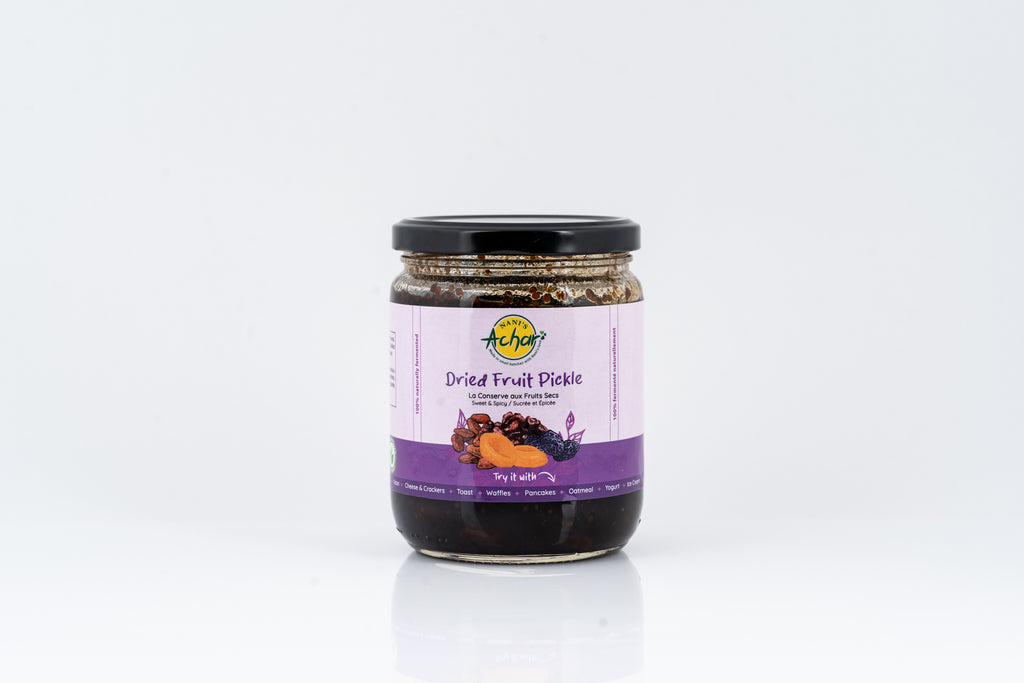 small and large Nani's Achar Dried Fruit Pickle. Pickled Fruits. Fruit Preserves. Fruit Murabba. 